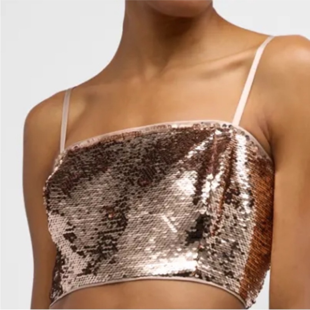 Cinq a Sept Silver Nikki Sequin Top size M